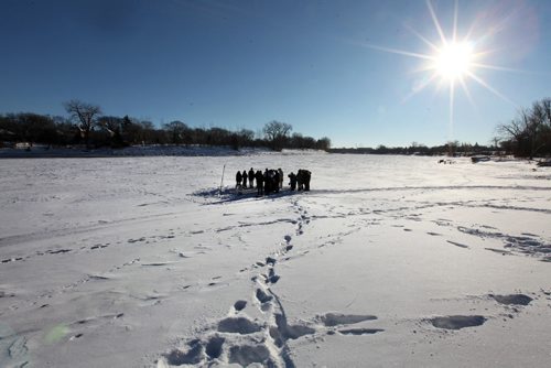 Members of St. Nicholas Orthodox Church,  stepped out onto the frozen Red River near Burrows Ave. for the Great Blessing of Waters held on the feast of Theophany or Epiphany Saturday.  See Kevin Rollason's story.  Jan 10, 2015 Ruth Bonneville / Winnipeg Free Press