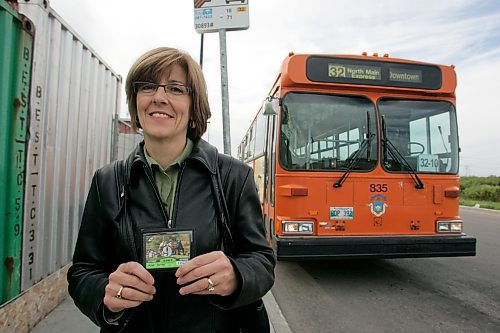 BORIS MINKEVICH / WINNIPEG FREE PRESS  070912 Joanne Kaethler loves riding the bus. Photo taken at the Wal Mart bus look near Garden City.