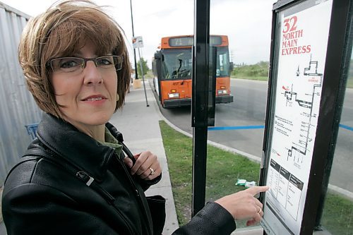 BORIS MINKEVICH / WINNIPEG FREE PRESS  070912 Joanne Kaethler loves riding the bus. Photo taken at the Wal Mart bus look near Garden City.