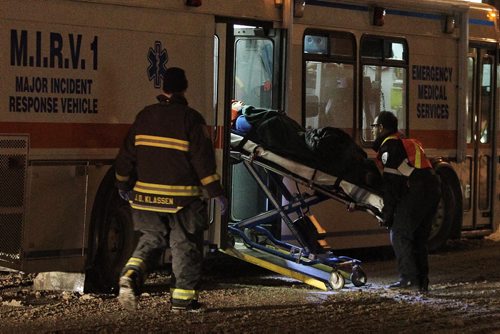 Several people were sent to hospital after a three vehicle accident on McPhillips at Magnus Avenue shortly after 6pm Wednesday. No word on the extent of the injuries.  150114 January 14, 2015 Mike Deal / Winnipeg Free Press