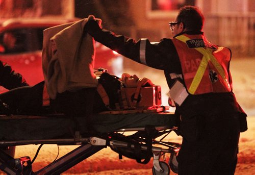 Several people were sent to hospital after a three vehicle accident on McPhillips at Magnus Avenue shortly after 6pm Wednesday. No word on the extent of the injuries.  150114 January 14, 2015 Mike Deal / Winnipeg Free Press