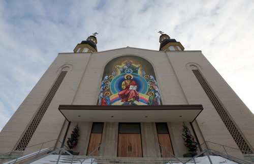 Leo Mol Mosaic on the front of the Holy Trinity Ukrainian Orthodox Metropolitan Cathedral on Main Street, Winniipeg.  See Story on Leo Mol.   Jan 15, 2015 Ruth Bonneville / Winnipeg Free Press