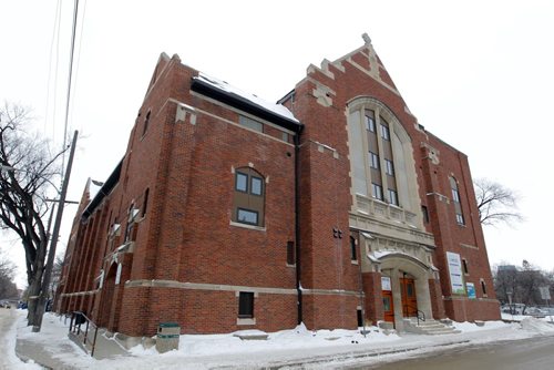 LOCAL - West End Commons (formerly St. Matthews Anglican Church). The old church has been converted into apartments, a playground, community meeting spaces and its new smaller sanctuary is now home to five church groups. CAROL SANDERS yarn. BORIS MINKEVICH/WINNIPEG FREE PRESS. JANUARY 16, 2015