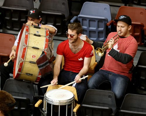 Fans watch the University of Manitoba Bisons' take on the Alberta Pandas during volleyball action at the U of M, Friday, January 16, 2015. (TREVOR HAGAN/WINNIPEG FREE PRESS)