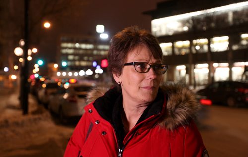 Theresa Hunt is asked her opinion on  the proposal for paid parking during the evening hours in downtown Winnipeg.   See Randy's story.  Jan 16, 2015 Ruth Bonneville / Winnipeg Free Press