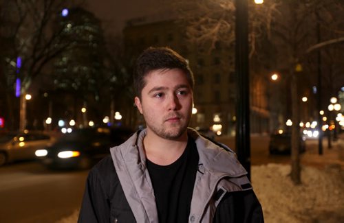 Justin Landry is asked how he  feels about the proposal for paid parking during the evening hours in downtown Winnipeg.   See Randy's story. Justin  Jan 16, 2015 Ruth Bonneville / Winnipeg Free Press