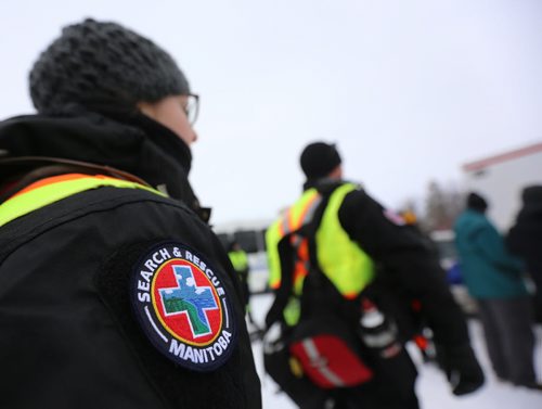 Dr. Gordon Giesbrecht, (aka Professor Popsicle), Professor of Thermophysiology, from the University of Manitoba, leading a training presentation for search and rescue crews at La Barriere Park, Saturday, January 17, 2015. (TREVOR HAGAN/WINNIPEG FREE PRESS)