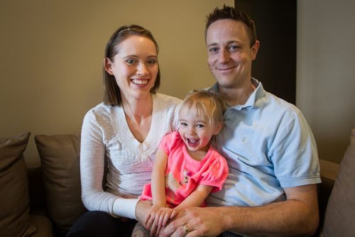 Sonya Wight and husband Mitchell with two-year-old daughter, Macy, had trouble getting a spot in daycare like most parents in Winnipeg. 150118 - Sunday, January 18, 2015 -  (MIKE DEAL / WINNIPEG FREE PRESS)