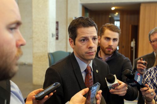 LOCAL - Mayor Brian Bowman after the City Hall's EPC meeting Wednesday. BORIS MINKEVICH/WINNIPEG FREE PRESS. JANUARY 21, 2015