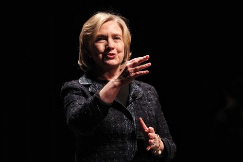 Hillary Rodham Clinton, former U. S. Secretary of State, speaks during the Global Perspectives event at the RBC Convention Centre Wednesday afternoon.  150121 January 21, 2015 Mike Deal / Winnipeg Free Press