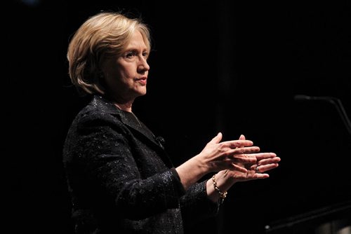 Hillary Rodham Clinton, former U. S. Secretary of State, speaks during the Global Perspectives event at the RBC Convention Centre Wednesday afternoon.  150121 January 21, 2015 Mike Deal / Winnipeg Free Press