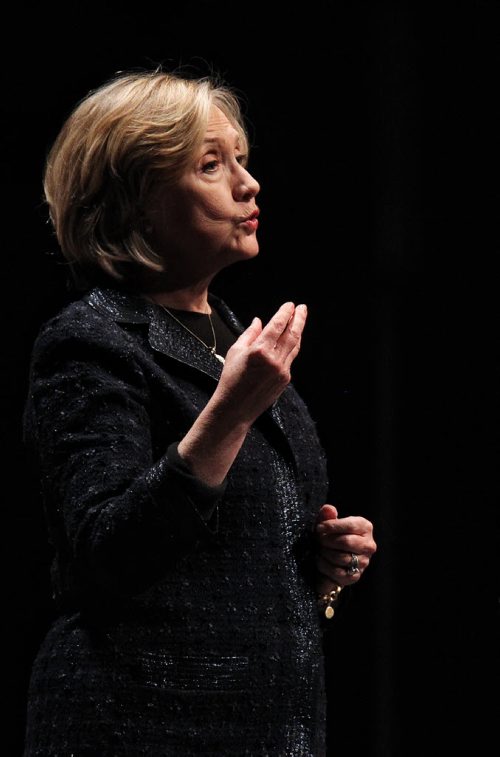 Hillary Rodham Clinton, former U. S. Secretary of State, speaks during the Global Perspectives event at the RBC Convention Centre Wednesday afternoon.  150121 January 21, 2015 Mike Deal / Winnipeg Free Press