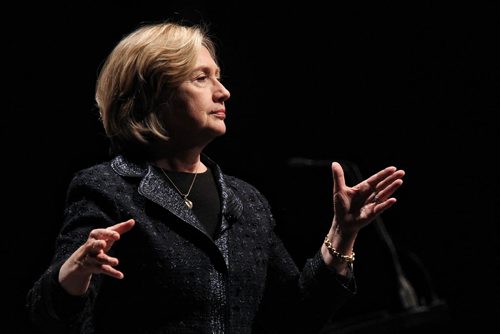 Hillary Rodham Clinton, former U. S. Secretary of State, speaks during the Global Perspectives event at the RBC Convention Centre Wednesday afternoon.  150121 January 21, 2015 Mike Deal / Winnipeg Free Press