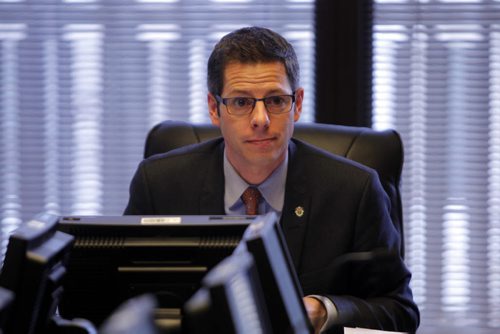 LOCAL - Mayor Brian Bowman at the City Hall's EPC meeting Wednesday. BORIS MINKEVICH/WINNIPEG FREE PRESS. JANUARY 21, 2015