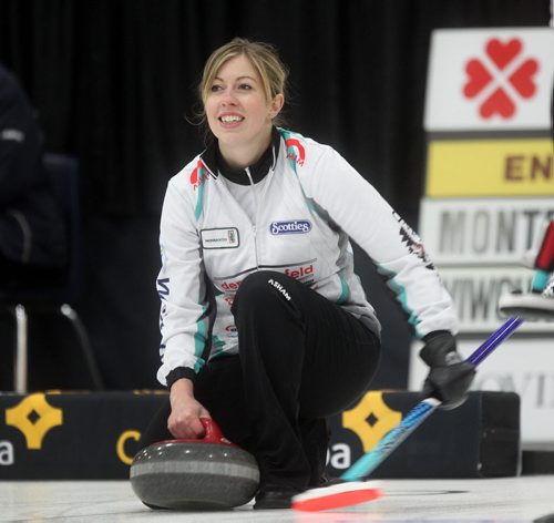 Michelle Montford during game against Wiwcharuk at the Scotties Curling Tournament of Hearts in Winkler Wednesday. Montford wins the game 9 - 2. Jan 21 / 2014  Ruth Bonneville / Winnipeg Free Press.