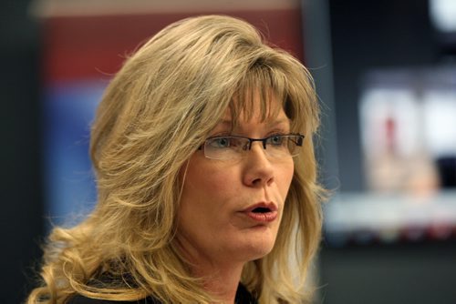 Shelly Glover- Minister of Canadian Heritage and Official Languages was at the Manitoba Trucking Association (MTA) to announce a $268,000 in funding to provide Western Canadian truck drivers and managers with skills training and technology demonstrations -See Mia Rabson story- Jan 23, 2015   (JOE BRYKSA / WINNIPEG FREE PRESS)