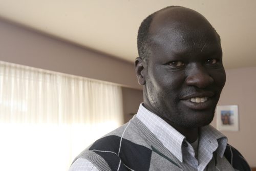 David Atem, an academic advisor from South Sudan thinks that whatever the Mayor does to address racism should include all visible minorities not just Aboriginal folks  hes been harassed by cops when dropping his son off at day care.-See Carol Sanders story- Jan 23, 2015   (JOE BRYKSA / WINNIPEG FREE PRESS)