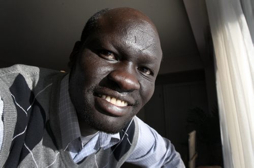 David Atem, an academic advisor from South Sudan thinks that whatever the Mayor does to address racism should include all visible minorities not just Aboriginal folks  hes been harassed by cops when dropping his son off at day care.-See Carol Sanders story- Jan 23, 2015   (JOE BRYKSA / WINNIPEG FREE PRESS)