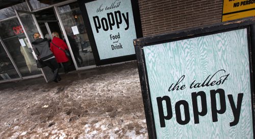 The Tallest Poppy customers enter the restraunt Friday at lunch hour. The establishment recently moved from Main street to Sherbrook into the Sherbrook Inn. See Dave Sanderson story. January 23, 2015 - (Phil Hossack / Winnipeg Free Press)