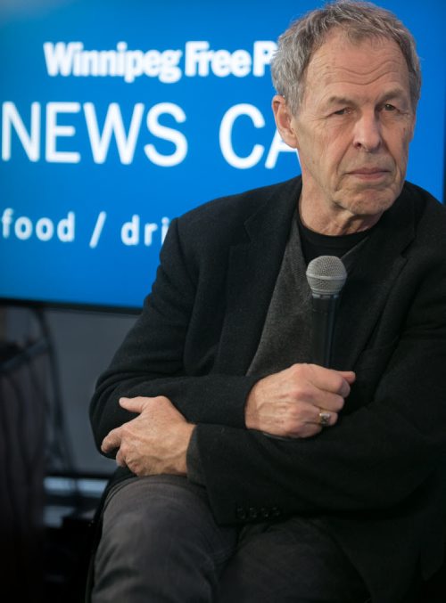 Former CBC journalist Linden MacIntyre in the Winnipeg Free Press News Caf¾© Monday, discussing his new book Punishment, a story of justice and vengeance as a small maritime community grapples with the loss of one of its own. January 26, 2015 (Melissa Tait / Winnipeg Free Press)
