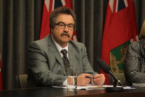Ben Van Haute, assistant deputy minister, Family Services and Housing, talks to the press during a press conference at the LegTuesday on the Hughes report following the inquiry into the death of Phoenix Sinclair.  Jan 27, 2015 Ruth Bonneville / Winnipeg Free Press