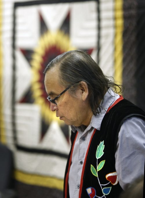 Southern Chiefs' Grand Chief Terrance Nelson responds to implementation report for the legacy of Phoenix Sinclair at a news conference Tuesday. Alex Paul story Wayne Glowacki/Winnipeg Free Press Jan. 27 2015
