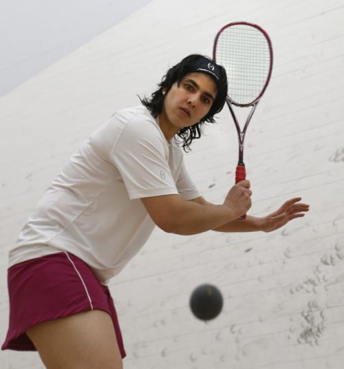 Maria Toorpakay Wazir from Pakistan is one of the professional squash players in town playing at the Winnipeg Winter Club Open. Geoff Kirbyson story Wayne Glowacki/Winnipeg Free Press Jan. 28 2015