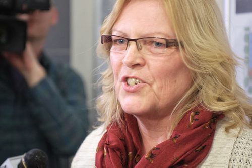 Helen Clark, Chief Operating Officer Emergency Response and Patient Transport, Winnipeg Regional Health Authority, gives an update to the Boil Water Advisory at the WRHA offices on Main Street Wednesday afternoon.  150128 January 28, 2015 Mike Deal / Winnipeg Free Press