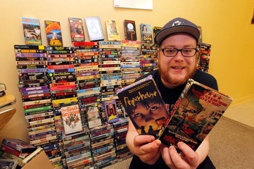 ENT- Sanderson- Winnipeg Cult VHS club. Andrew Sigfusson has this awesome collection of slasher films on VHS tape. BORIS MINKEVICH / WINNIPEG FREE PRESS  Jan. 28, 2015