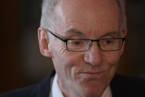 Inside a Wolseley home surrounded by women -Manitoba NDP leadership candidate Steve Ashton pledged to take action to end sexual violence- He pledged he would provide $1million to the cause if elected premier-See Bruce Owen story- Jan 30, 2015 (JOE BRYKSA / WINNIPEG FREE PRESS)