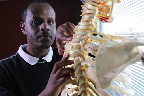Portrait of Getachew Addegh, a blind refugee from Ethiopia who is studying to be a massage therapist at Wellington College.  See Carol Sanders story.  Jan 29, 2015 Ruth Bonneville / Winnipeg Free Press