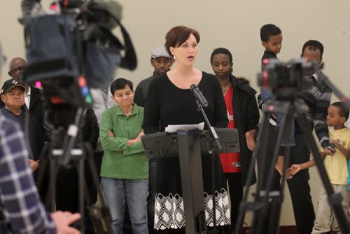 Theresa Oswald announces more supports for new Canadians at a press conference Friday held at the Phillippine Canadian Centre. See Story. Jan 30, 2015 Ruth Bonneville / Winnipeg Free Press