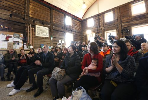 Those attending the provincial announcement of a new strategy to reduce poverty and promote social inclusion by partnering with community groups at an event held at the historical Barber House in Point Douglas Wednesday. The Manitoba Social Enterprise Strategy is a partnership to create jobs for those facing serious barriers to work, it joins community groups, the Manitoba Gov't and the Canadian Community Economic Development Network.  Wayne Glowacki/Winnipeg Free Press Feb.4  2015