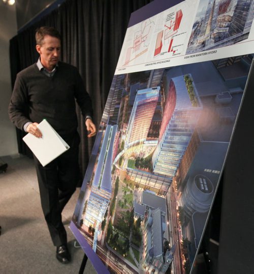 Mark Chipman - Executive Chairman of the Board of TrueNorth Sports & Entertainment Limited comments on his firms involvement in a proposed development called TrueNorth Square adjacent to the MTS Centre- -See Bartley Kives Story- Feb 04, 2015 (JOE BRYKSA / WINNIPEG FREE PRESS)