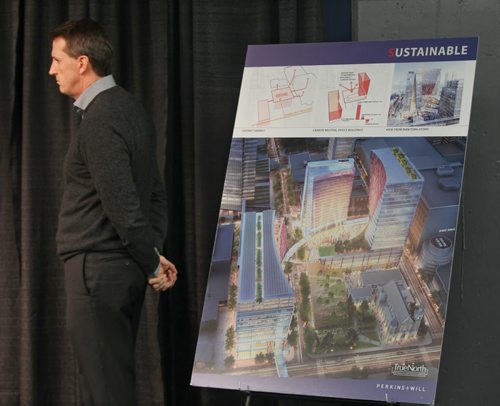 Mark Chipman - Executive Chairman of the Board of TrueNorth Sports & Entertainment Limited comments on his firms involvement in a proposed development called TrueNorth Square adjacent to the MTS Centre- -See Bartley Kives Story- Feb 04, 2015   (JOE BRYKSA / WINNIPEG FREE PRESS)