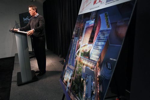 Mark Chipman - Executive Chairman of the Board of TrueNorth Sports & Entertainment Limited comments on his firms involvement in a proposed development called TrueNorth Square adjacent to the MTS Centre- -See Bartley Kives Story- Feb 04, 2015   (JOE BRYKSA / WINNIPEG FREE PRESS)