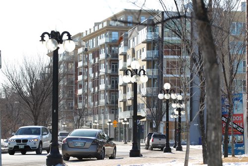 49.8 Feature: Housing market in Winnipeg Street view of newly built condo's on Waterfront drive along Red River in the Exchange District in downtown Winnipeg.  Feb 04, 2015 Ruth Bonneville / Winnipeg Free Press