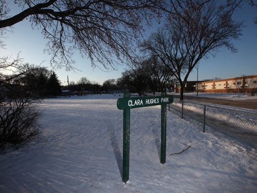 A wading pool in Clara Hughes Park at Matheson and Powers is to be closed and decommissioned according to a leaked city budget report. See Aldo Santin story. February 4, 2015 - (Phil Hossack / Winnipeg Free Press)
