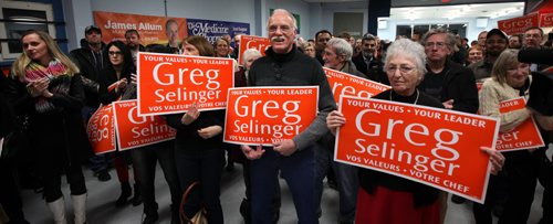 Premier Greg Selinger speaks drew a friendly crowd at a leadership rally held in the Riverview Community Centre Wednesday evening. See story. February 4, 2015 - (Phil Hossack / Winnipeg Free Press)