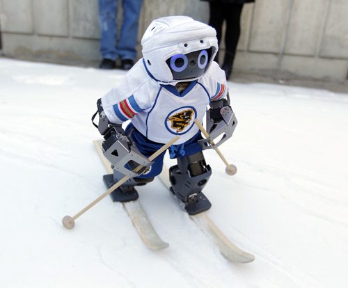 LOCAL - Jennifer, the first hockey-playing robot, was built at the University of Manitoba and featured on science TV shows. Now, shes taken to the slopes, although shes not ready for the black diamond runs. But maybe the bunny hill. Photo taken in behind the U of M Engeneering faculty. BORIS MINKEVICH / WINNIPEG FREE PRESS  FEB. 5, 2015
