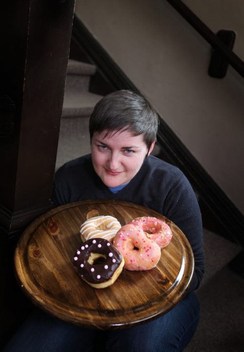 49.8 Feature Amanda Kinden and her company, Oh Doughnuts, Winnipeg's first gourmet doughnut biz. Amanda distributes her wares to a few restaurants and coffee shops around town.    Feb 06, 2015 Ruth Bonneville / Winnipeg Free Press