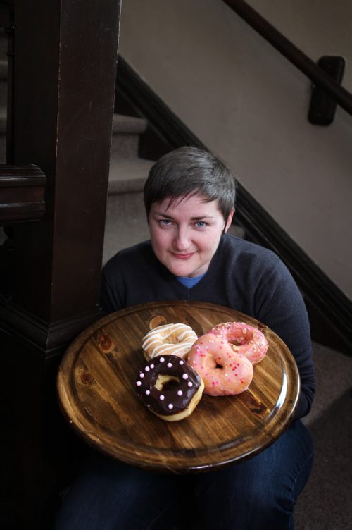 49.8 Feature Amanda Kinden and her company, Oh Doughnuts, Winnipeg's first gourmet doughnut biz. Amanda distributes her wares to a few restaurants and coffee shops around town.    Feb 06, 2015 Ruth Bonneville / Winnipeg Free Press