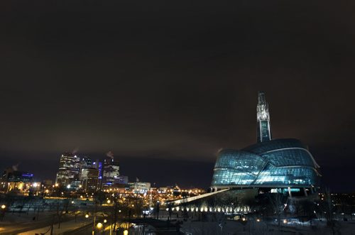 The Canadian Museum for Human Rights in Winnipegs downtown skyline Monday morningStandup Photo - Feb 09, 2015   (JOE BRYKSA / WINNIPEG FREE PRESS)
