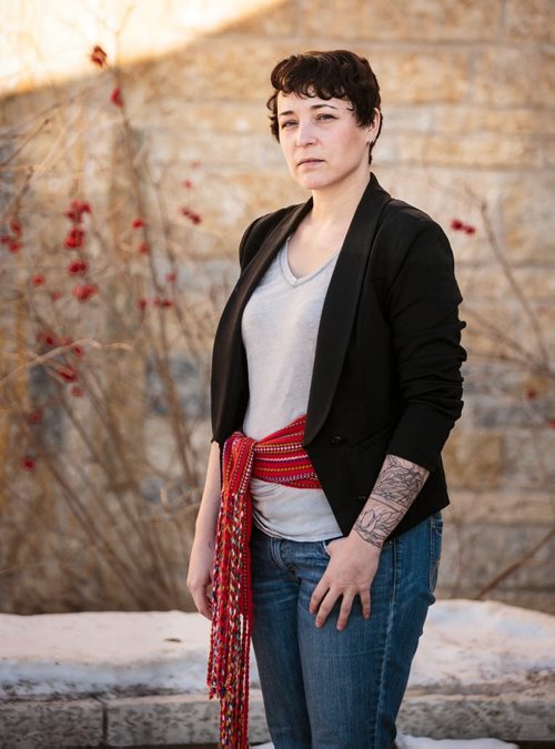 Shauna Mulligan, 37, learned she was Metis late in life while she was in University. She hasn't completed the process of the getting an MMF card, but she celebrates her family's Metis heritage, is proud of her sash.   February 05, 2015 (Melissa Tait / Winnipeg Free Press)