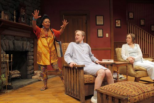 ENT - VANYA and SONYA and MASHA and SPIKE by Christopher Durang. The play is at the Royal MTC Mainstage from Feb. 12 to March 7. From left,Audrey Dwyer as Cassandra, middle, Steven Sutcliffe as Vanya, right, Fiona Reid as Sonya. BORIS MINKEVICH / WINNIPEG FREE PRESS  FEB. 10, 2015