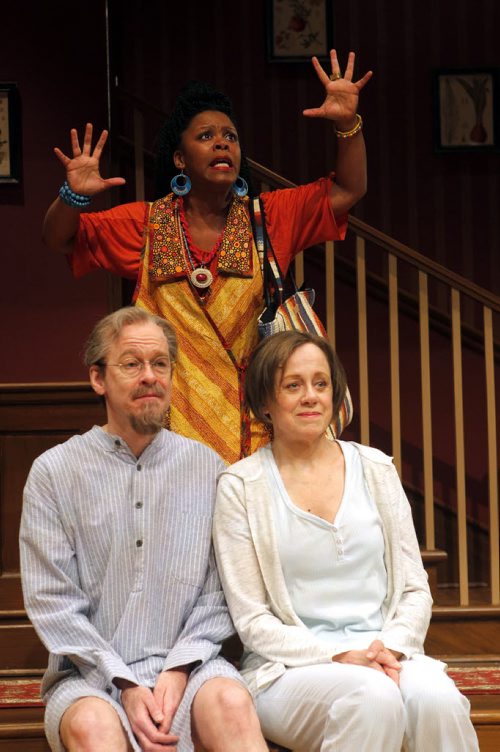 ENT - VANYA and SONYA and MASHA and SPIKE by Christopher Durang. The play is at the Royal MTC Mainstage from Feb. 12 to March 7. Front left bottom, Steven Sutcliffe as Vanya, centre top, Audrey Dwyer as Cassandra, and right bottom, Fiona Reid as Sonya. BORIS MINKEVICH / WINNIPEG FREE PRESS  FEB. 10, 2015