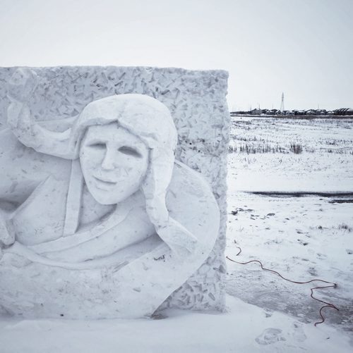 Local artists have recently finished the snow sculptures that are located around the city for the Festival du Voyageur. This is part of the sculpture located at the Bishop Grandin and Lagimodière intersection. 150209 - Wednesday, February 11, 2015 -  (MIKE DEAL / WINNIPEG FREE PRESS)