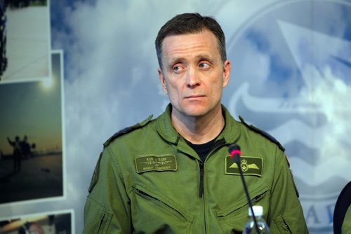 NEWS - Commanding Officer Lieutenant- Colonel Brent Andrews 435 Transport and Rescue Squadron during the press conference at 17 Wing. Topic: SAR Tech Sergeant Mark Salesse died during training in Alberta. BORIS MINKEVICH / WINNIPEG FREE PRESS  FEB. 12, 2015