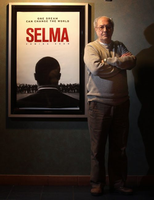 Ken Murdoch a Winnipegger who was in Selma, Alabama, during the Martin Luther King marches, as depicted in the Academy Award-nominated movie, Selma. He posed for this portrait at Grant Park's theatre Thursday. See story. February 12, 2015 - (Phil Hossack / Winnipeg Free Press)