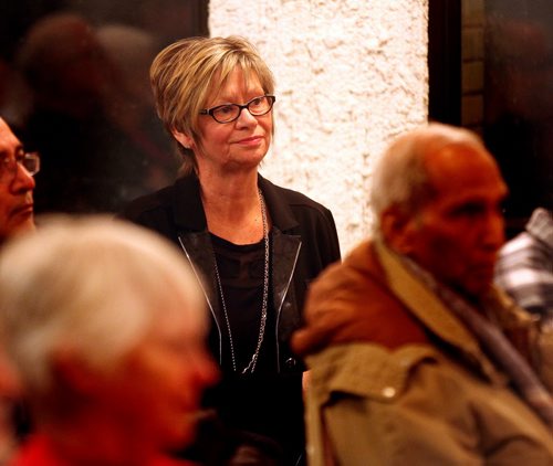 NDP's NANCY ALLEN listens to speakers at the Fort Richmond NDP delegate selection committee speeches Thursday. She spoke in support of Theresa Oswald.  February 12, 2015 - (Phil Hossack / Winnipeg Free Press)
